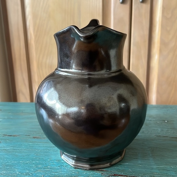 Juliska Pewter Glaze Stoneware Handled Pitcher Jug Vase - Picture 5 of 8